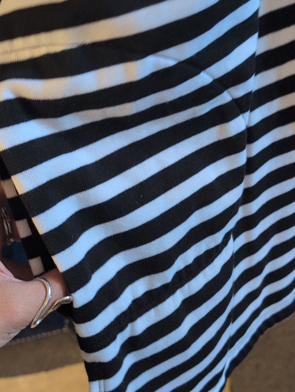 Liz Claiborne Black Hooded Zip Cardigan with White Stripes and Red Accent - Picture 6 of 7